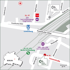 Lageplan Standort Irenenstraße 24, 10317 Berlin